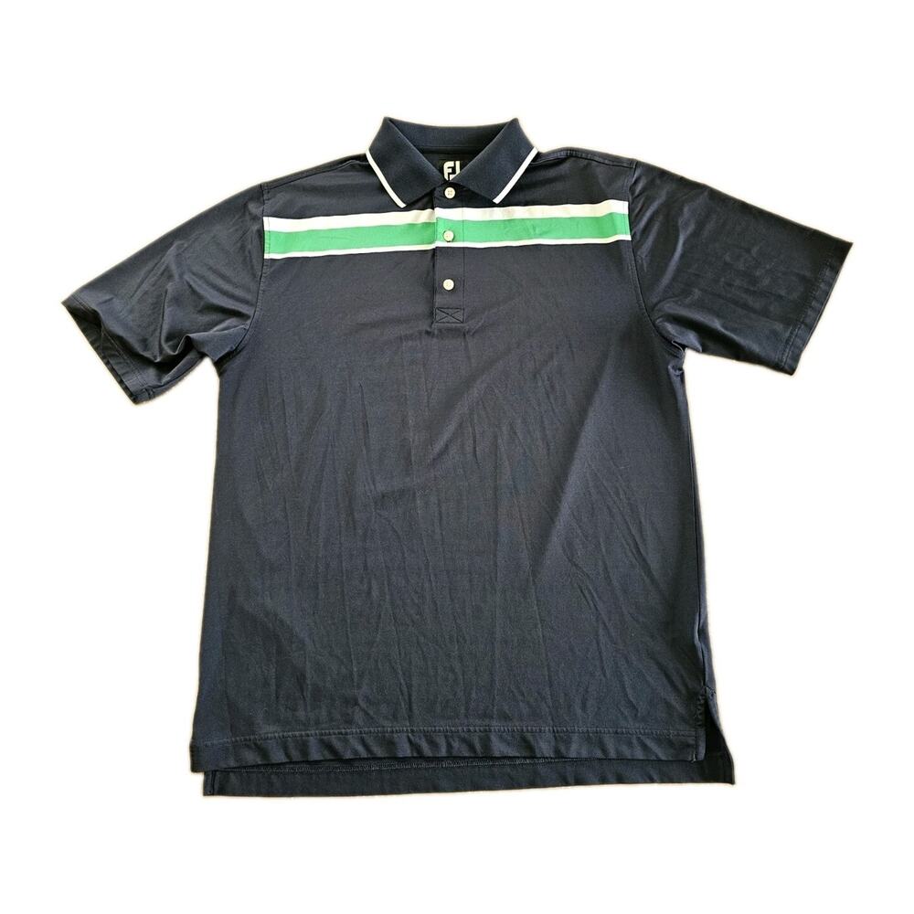 FootJoy Golf Polo Shirt Mens Large Blue Striped Club Performance